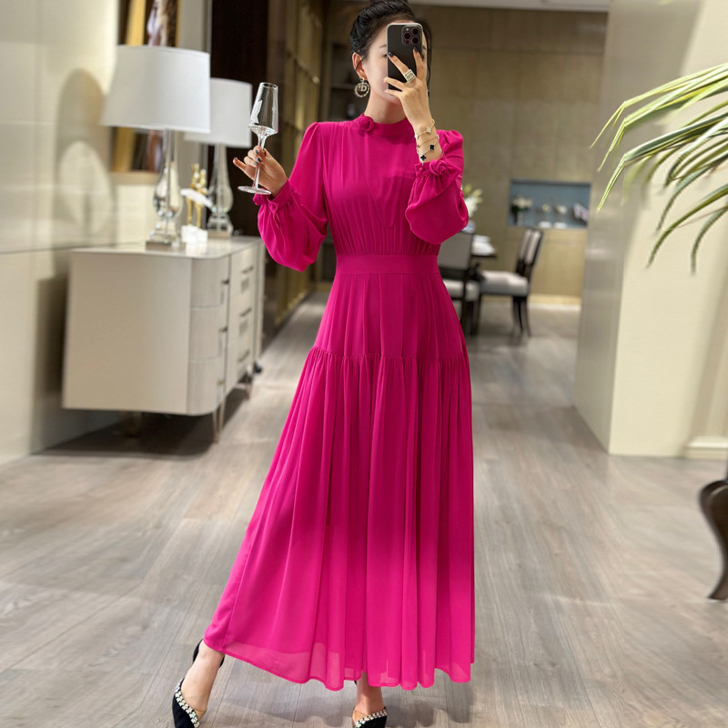 Long sleeve Chinese style stereoscopic summer dress for women