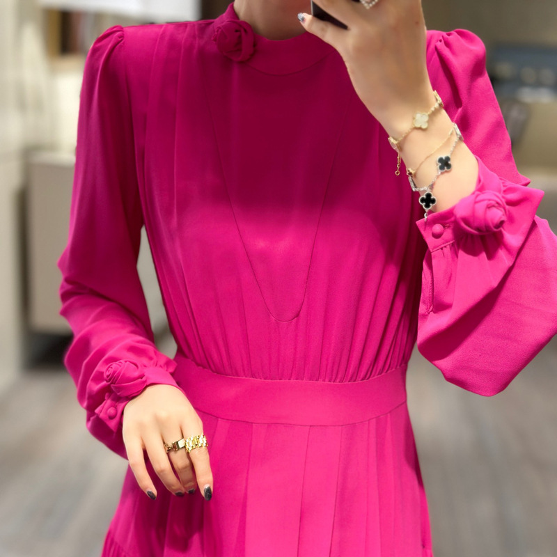 Long sleeve Chinese style stereoscopic summer dress for women