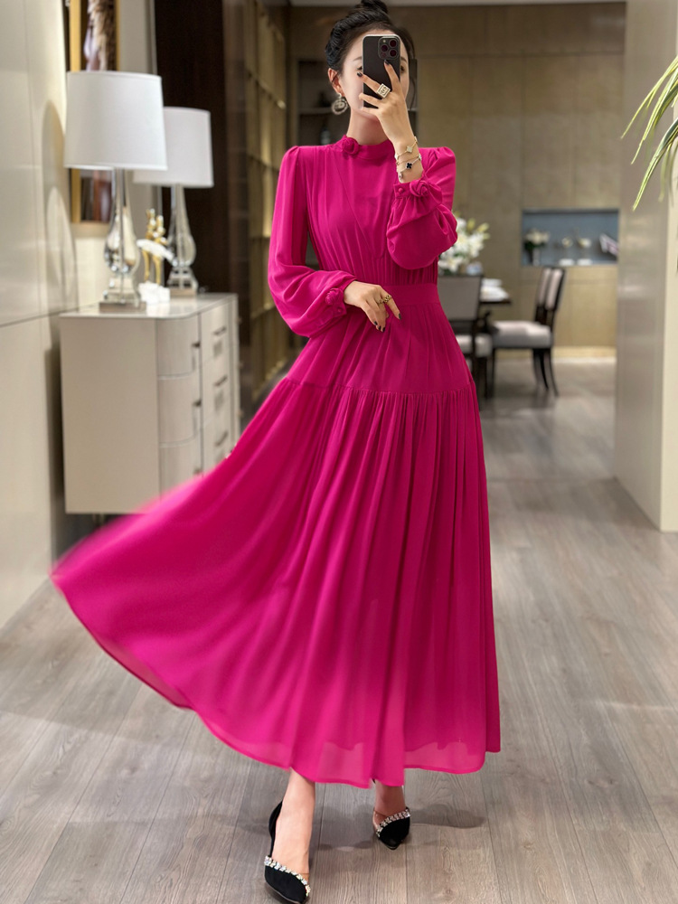 Long sleeve Chinese style stereoscopic summer dress for women