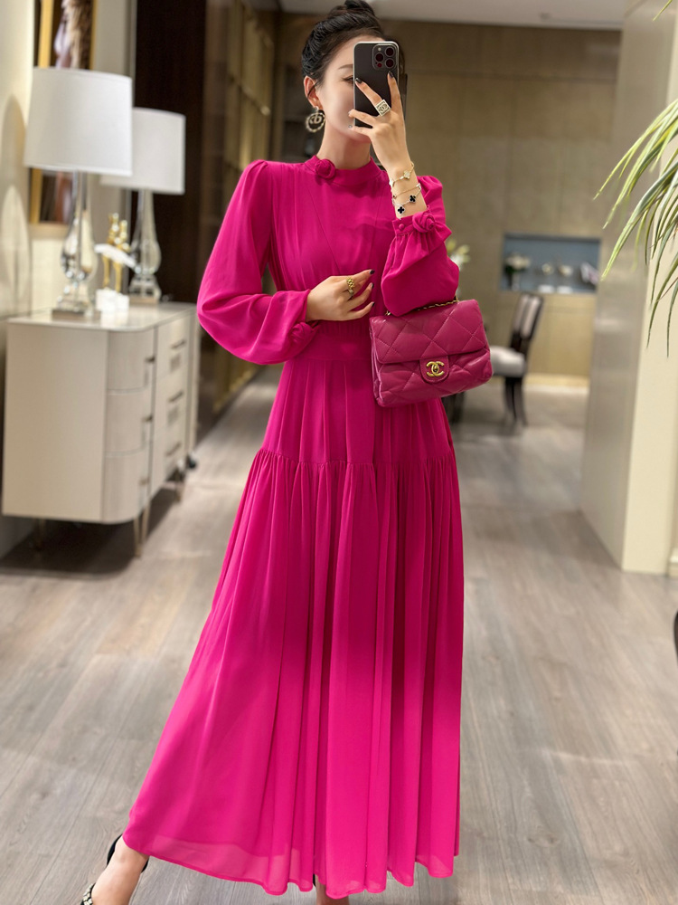 Long sleeve Chinese style stereoscopic summer dress for women