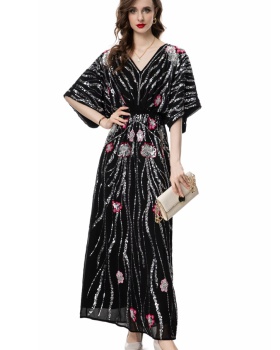 Bat sleeve formal dress beading long dress for women