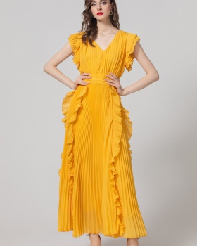 Stitching formal dress crimp long dress for women