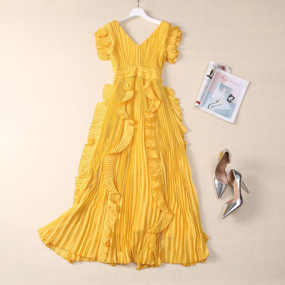 Stitching formal dress crimp long dress for women