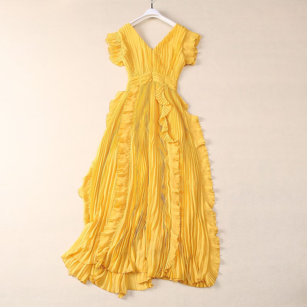 Stitching formal dress crimp long dress for women