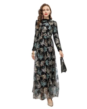 Sequins autumn dress butterfly long dress for women