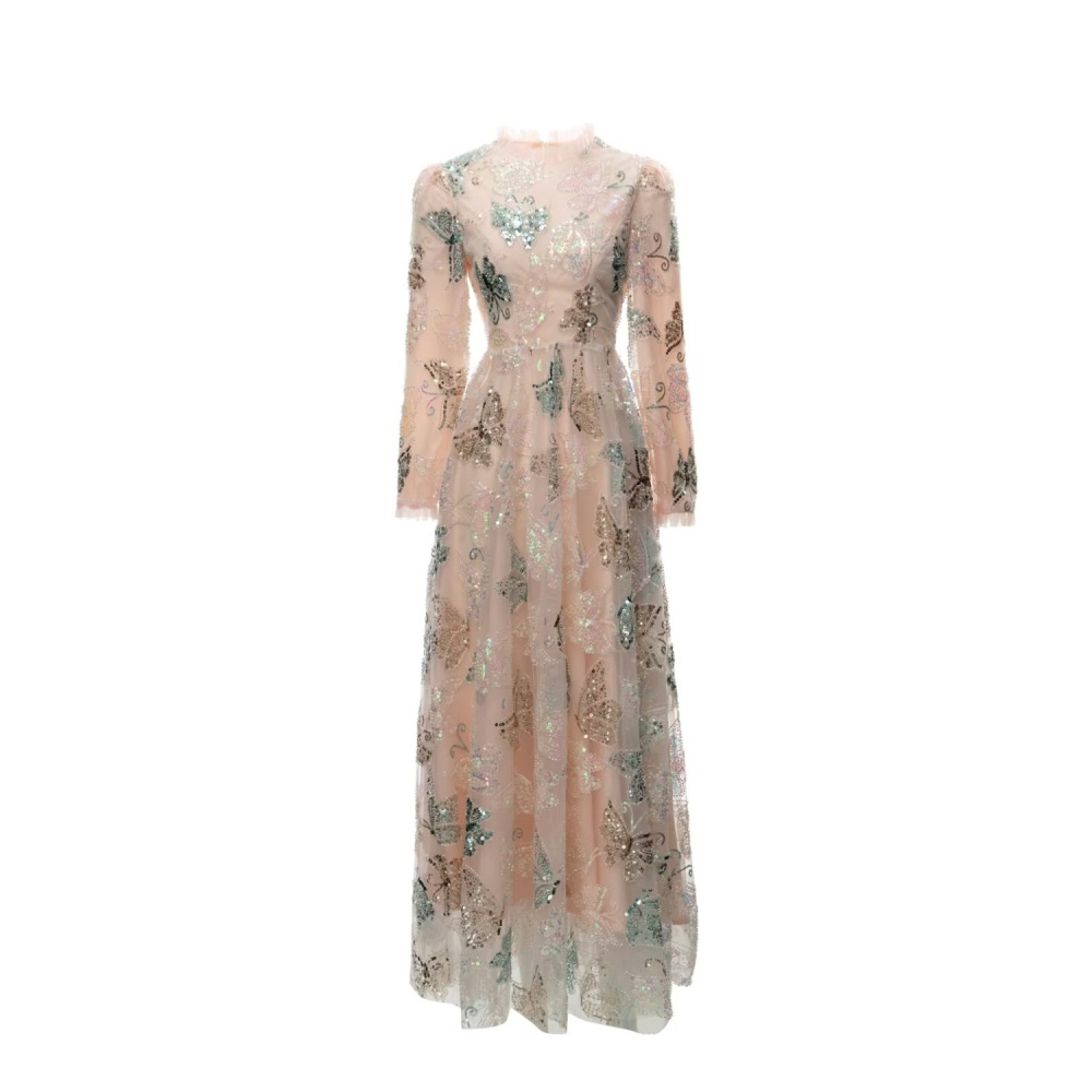 Sequins autumn dress butterfly long dress for women