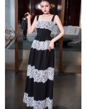 European style long dress sling formal dress for women