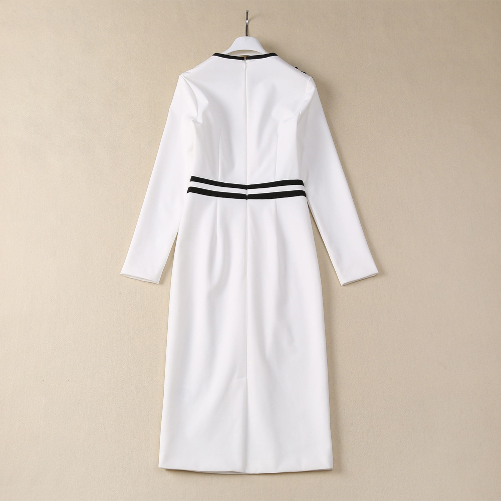 Round neck pinched waist bow dress for women