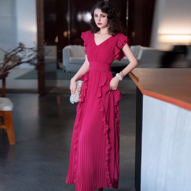 V-neck long dress temperament formal dress