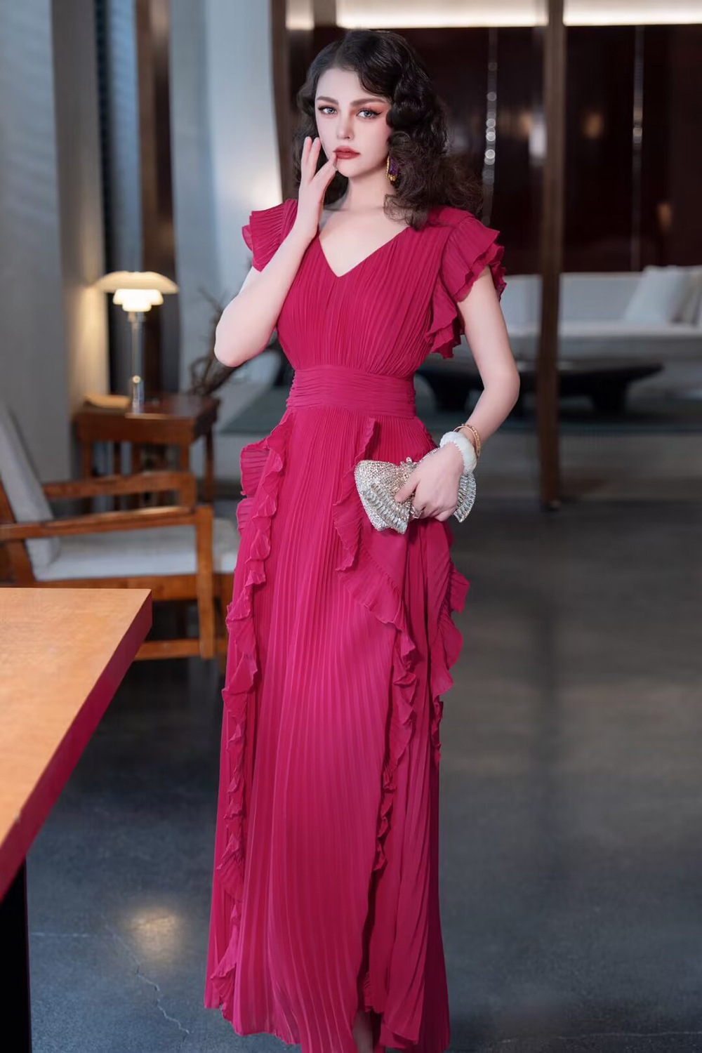 V-neck long dress temperament formal dress