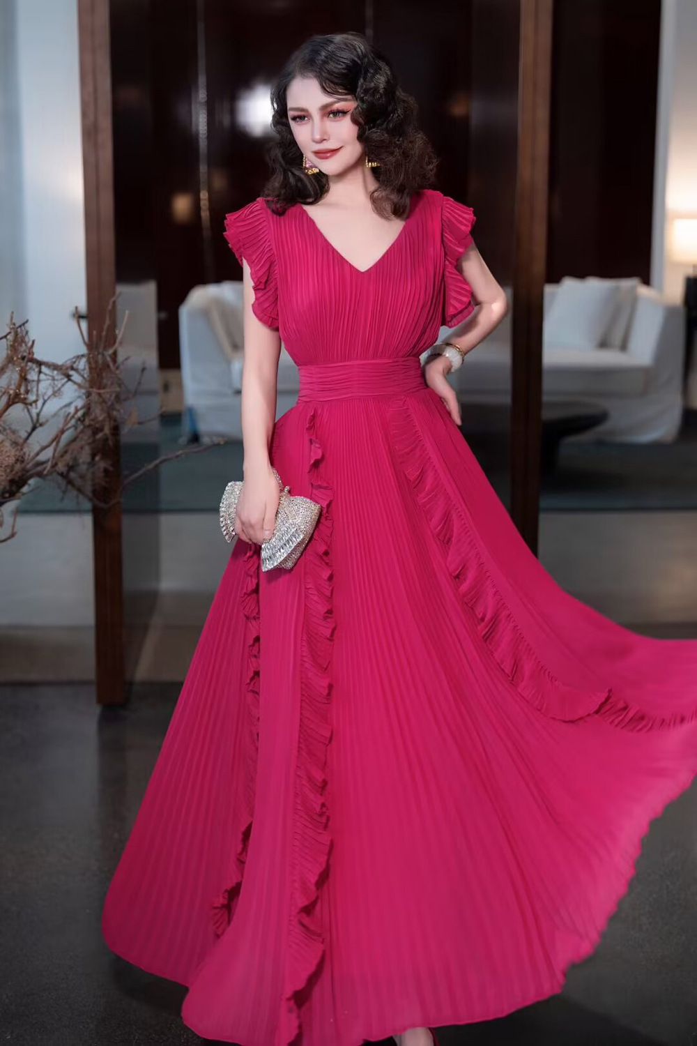 V-neck long dress temperament formal dress