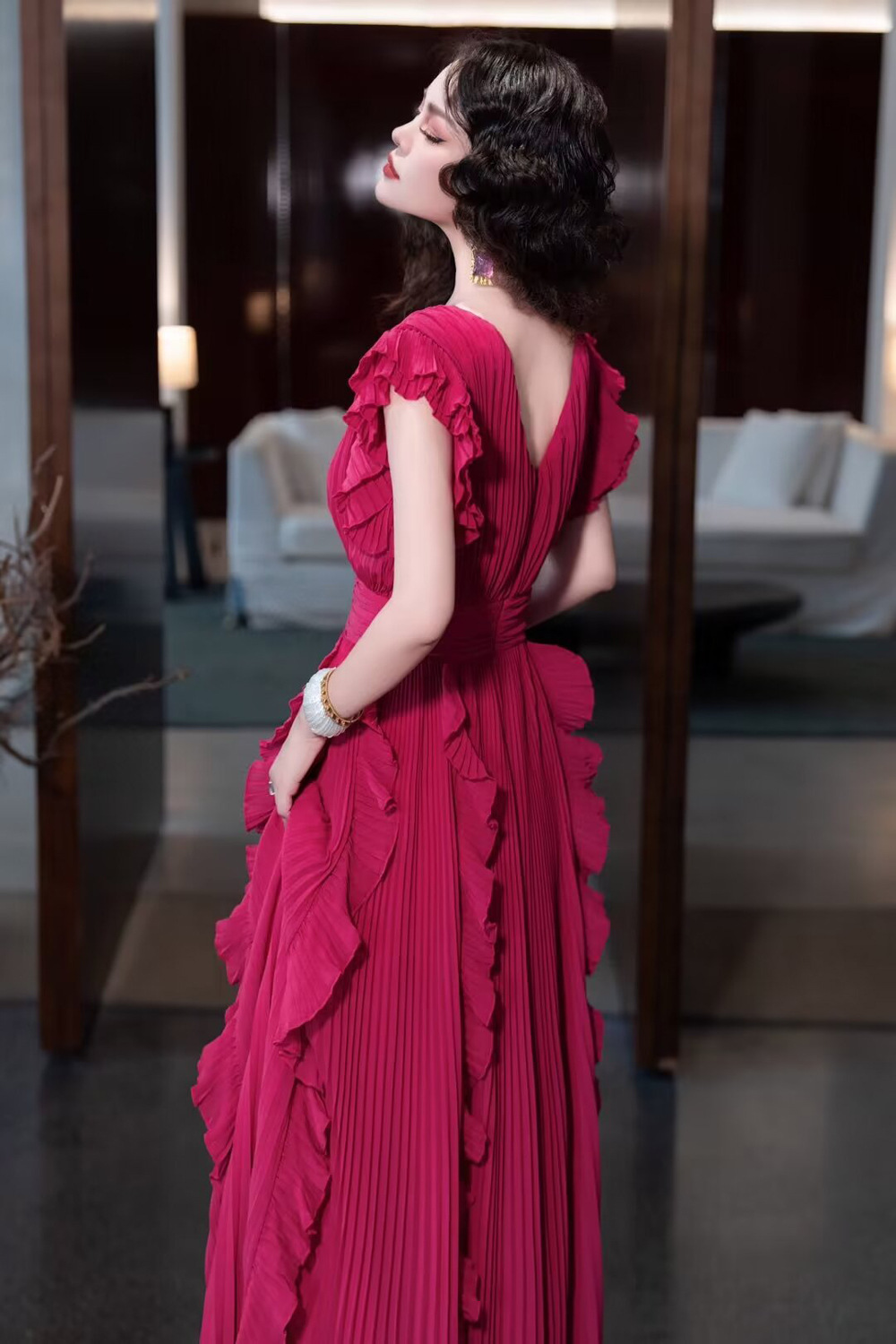 V-neck long dress temperament formal dress