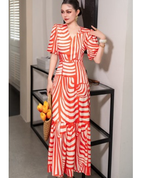 Temperament printing long dress summer formal dress for women