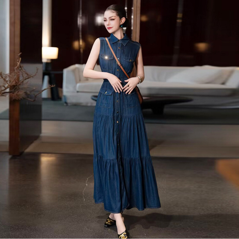 Slim spring and summer long dress for women