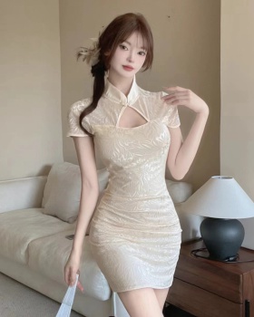 Bottoming lace cheongsam sexy short dress