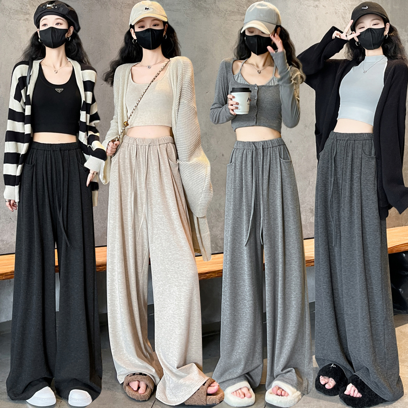 Straight wide leg pants high waist casual pants for women