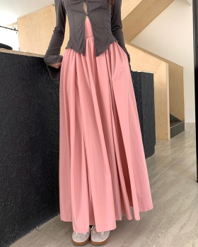 Autumn high waist mopping skirt pink big skirt long skirt