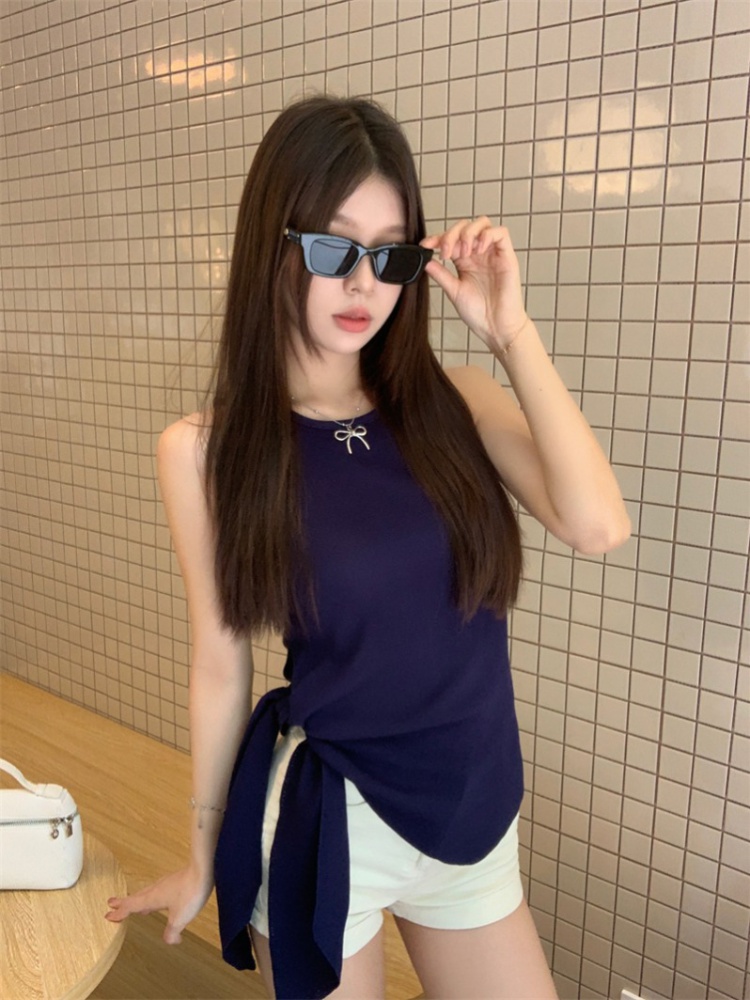 Slim irregular frenum bow enticement Korean style vest