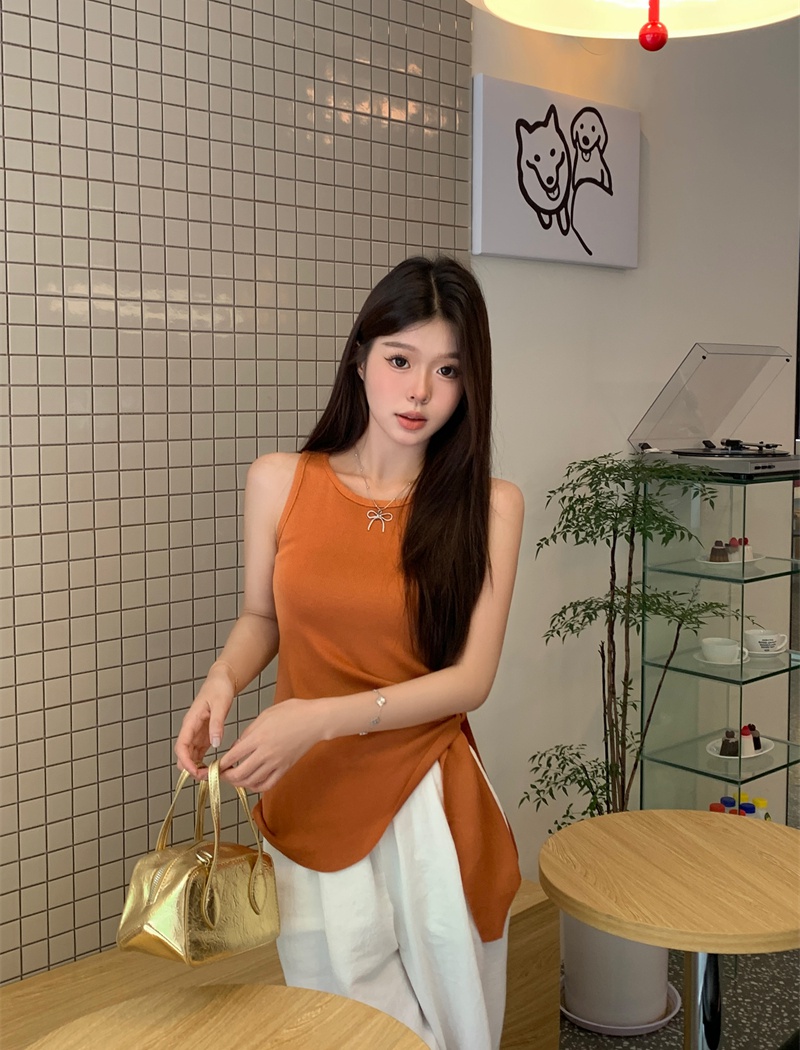 Slim irregular frenum bow enticement Korean style vest