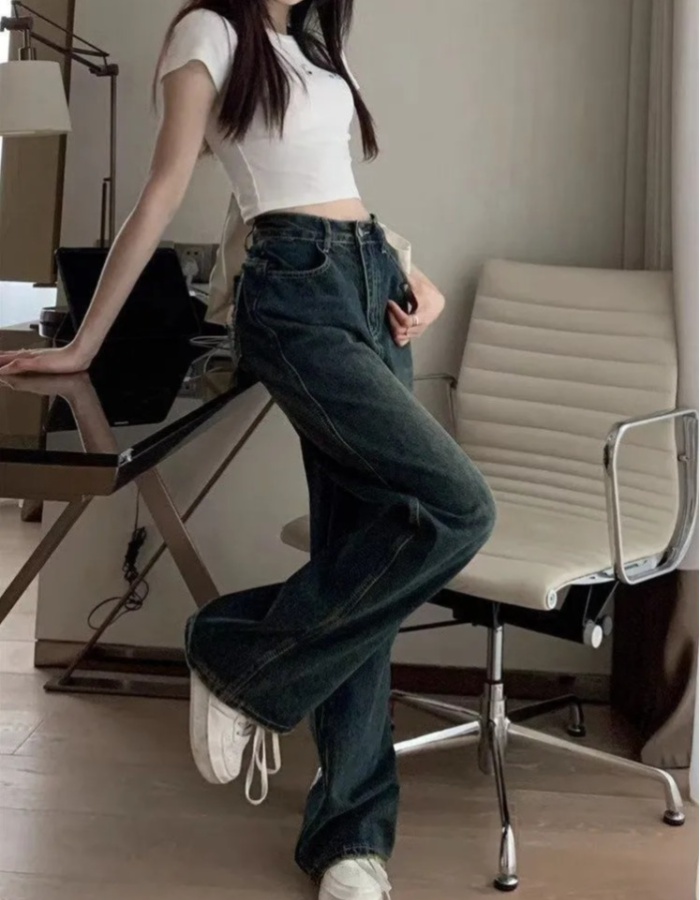 Summer high waist retro embroidery autumn jeans for women