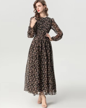 European style crimp printing fashion dress for women