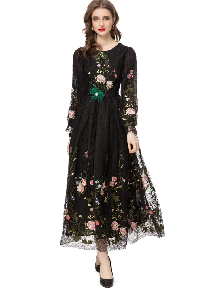 Autumn and winter long sleeve dress long formal dress for women