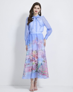 Painting bow shirt printing vacation skirt 3pcs set