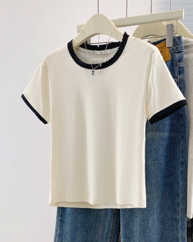 Short sleeve pinched waist T-shirt short show young tops