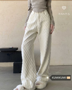 White mopping casual pants jacquard loose jeans