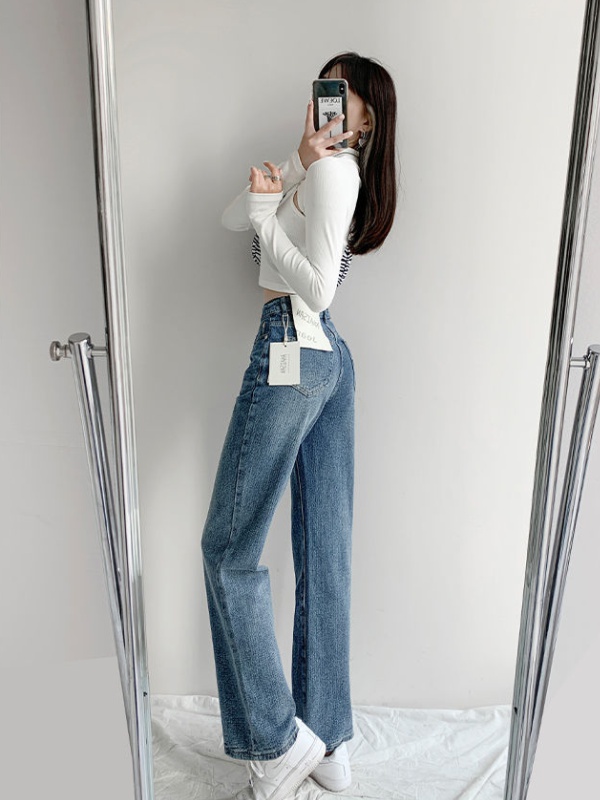 Mopping retro niche jeans high waist loose pants for women