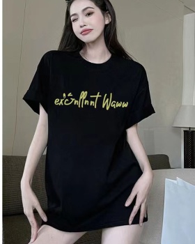 Printing round neck summer short sleeve T-shirt for women