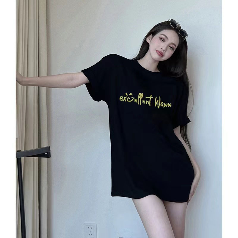 Printing round neck summer short sleeve T-shirt for women