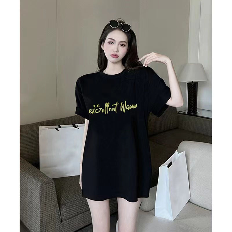 Printing round neck summer short sleeve T-shirt for women