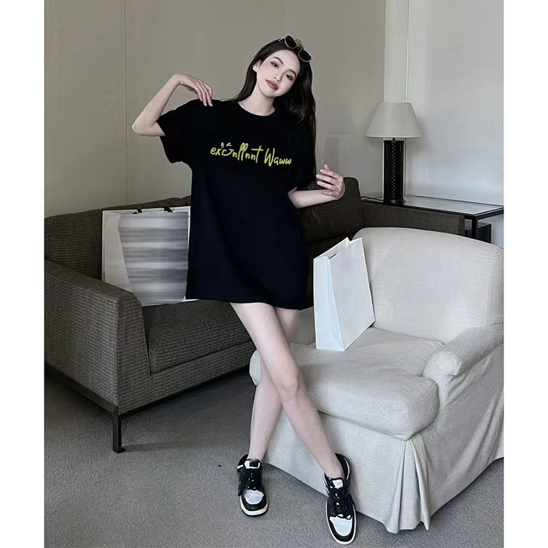 Printing round neck summer short sleeve T-shirt for women