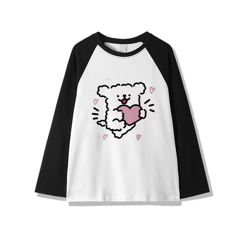 Cotton long sleeve pure cotton raglan T-shirt for women