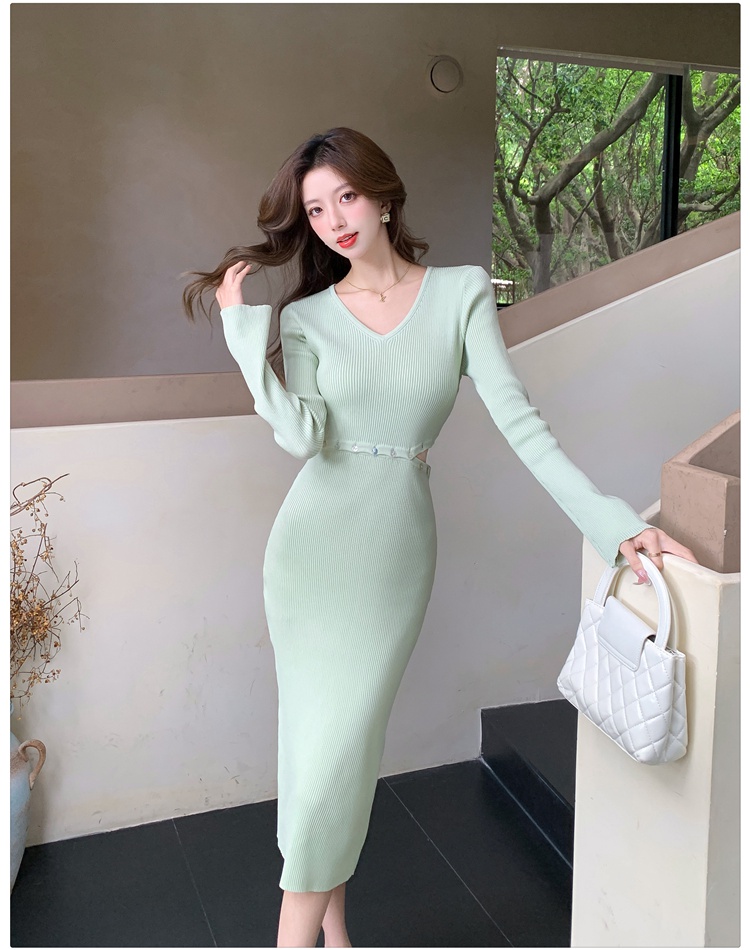 Buckle bottoming autumn and winter dress for women