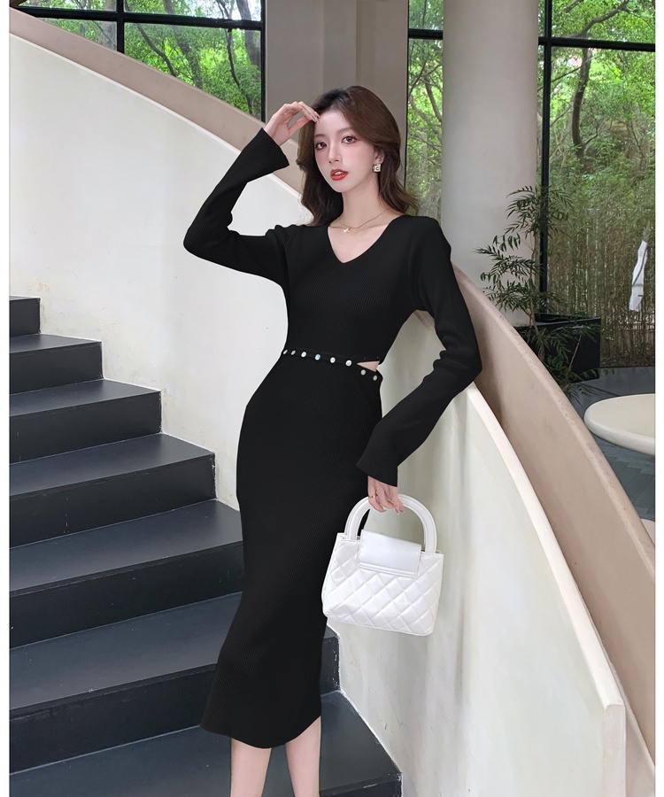 Buckle bottoming autumn and winter dress for women