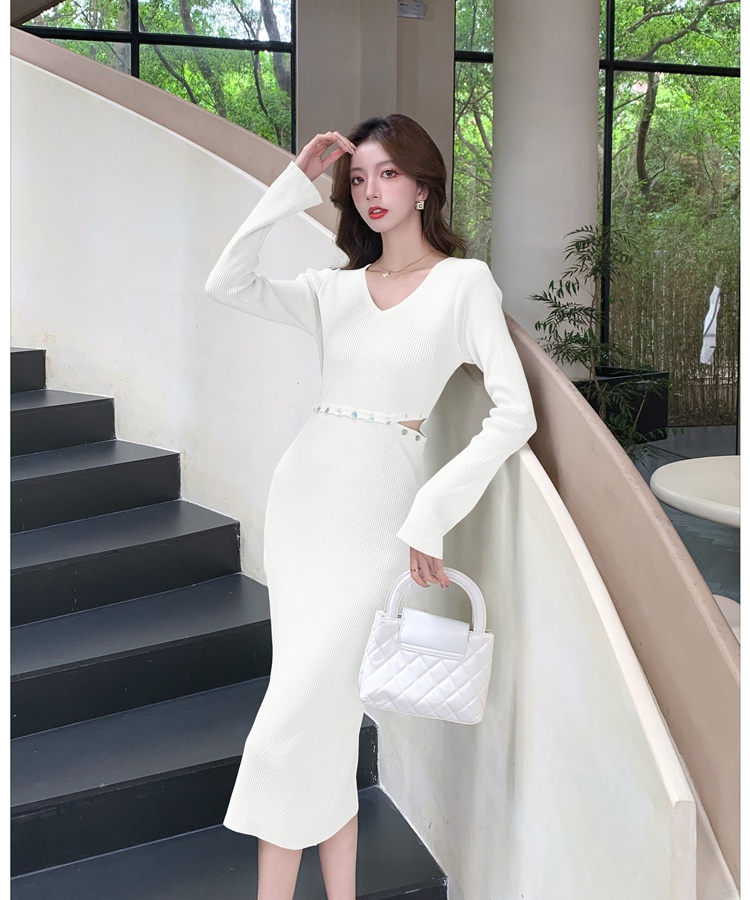 Buckle bottoming autumn and winter dress for women