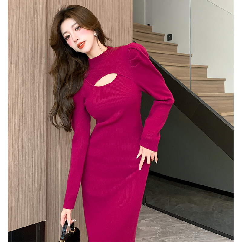 Exceed knee dress bottoming sweater dress