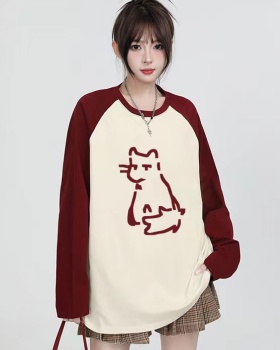 Mixed colors raglan printing T-shirt for women