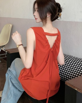 Loose sleeveless retro vest summer unique tops for women