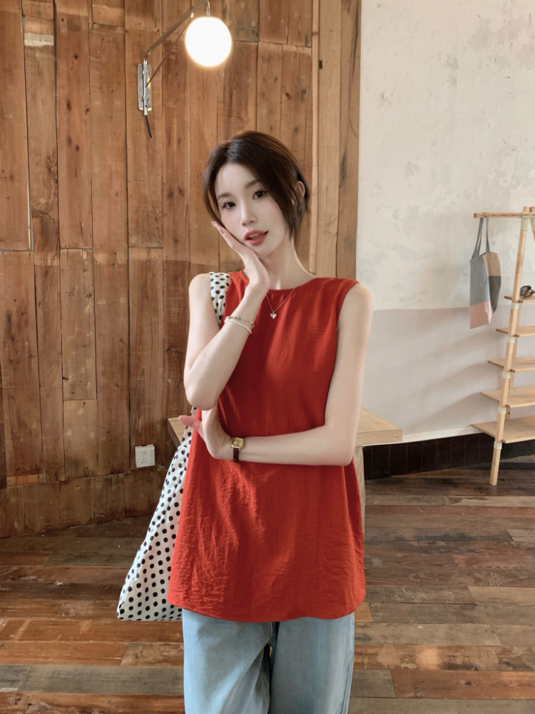 Loose sleeveless retro vest summer unique tops for women