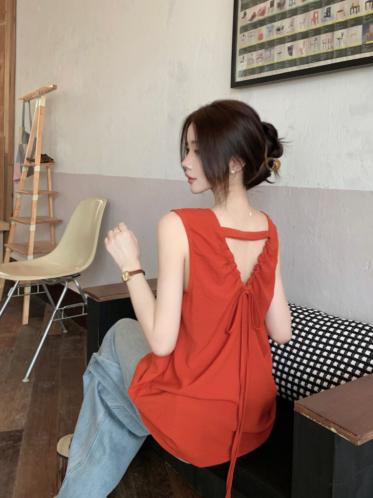 Loose sleeveless retro vest summer unique tops for women