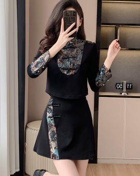 Chinese style short skirt autumn skirt 2pcs set for women