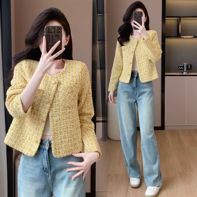 Short light luxury coat Casual weave tops for women