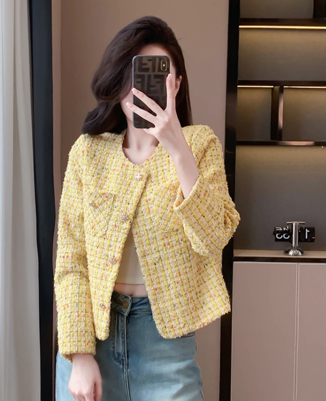 Short light luxury coat Casual weave tops for women