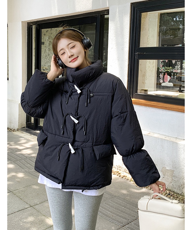 Short Korean style down coat horn buckle cotton coat