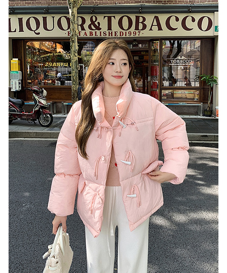 Short Korean style down coat horn buckle cotton coat