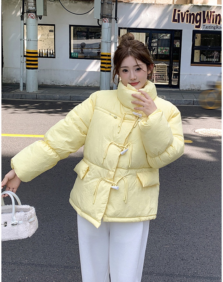 Short Korean style down coat horn buckle cotton coat