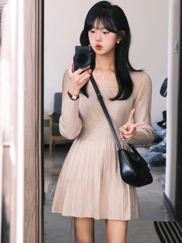 Slim autumn and winter small fellow dress for women